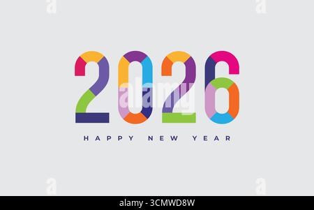 Elegantes und modernes 2026 Happy New Year mit leuchtenden Farben und hochwertigem Design Stock Vektor