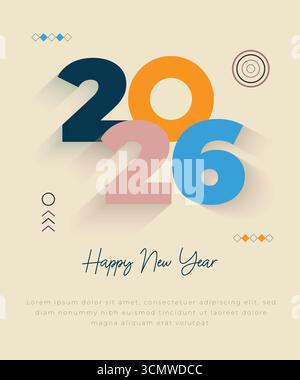 „Happy New Year 2026“-Poster-Design Stock Vektor
