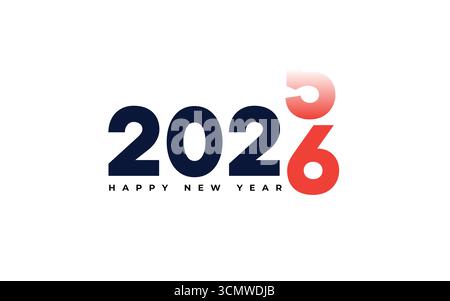 Willkommen 2026 Happy New Year Logo, 2025 bis 2026 Übergang Neujahr Hintergrund Design Stock Vektor