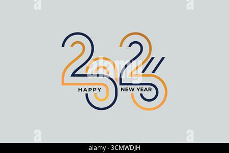 2026 Happy New Year Hintergrund Design mit farbenfroher Linie. . „Happy New Year 2026“-Logo mit Grußkarte Stock Vektor