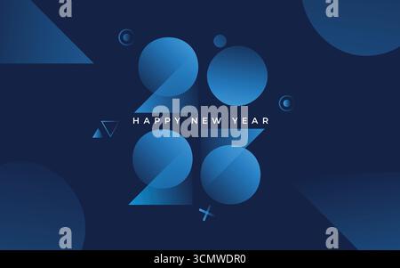 Kreatives Konzept Happy New Year 2026-Posterset. Designvorlage mit 2026 Typografie-Logo für Feier und Dekoration der Saison. Minimalistischer trendiger Ba Stock Vektor