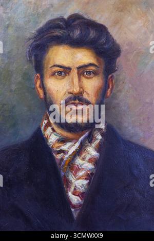 Ein Porträt des jungen Joseph Stalin (1902) von D. Maisaschwili im Stalin Museum in Gori, Georgien Stockfoto