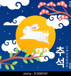 Illustration zum Feiern des Chuseok Festivals im Farbverlauf Stock Vektor