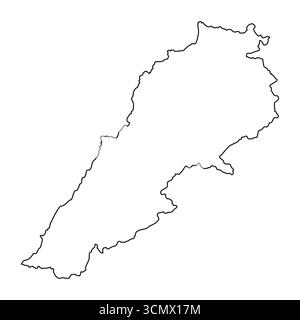 Libanesische Landkarte, schwarzer Rand, geografische Silhouette Stock Vektor