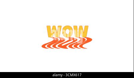 WOW Interjection auffälliger Internetslang mit welligen orangefarbenen Schatten Stock Vektor