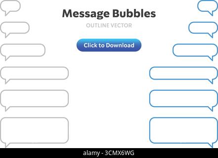 Eine vielfältige Auswahl an Chat-Nachrichtenblasen und Dialogboxen für digitale Kommunikationsschnittstellen. Enthält verschiedene Formen und Stile für Stock Vektor