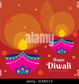 Vektor-Illustration von Happy Diwali. Diwali Diya Laterne. Festival of Lights Stock Vektor