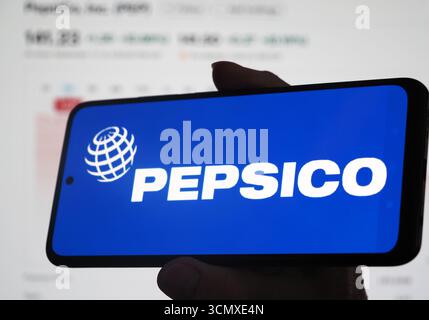 Deutschland – 18. September 2025: In dieser Fotoabbildung wird das Logo von PepsiCo, Inc. Auf einem Smartphone-Bildschirm angezeigt Stockfoto