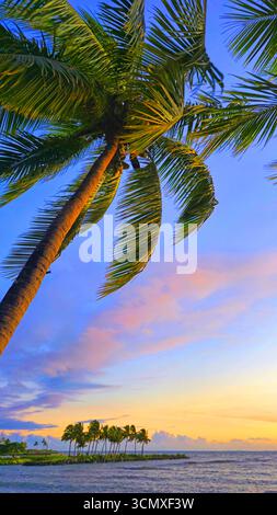 Sonnenuntergang vom First Landing Beach Resort, in der Nähe von Nadi, Viti Levu, Fidschi, Südpazifik Stockfoto