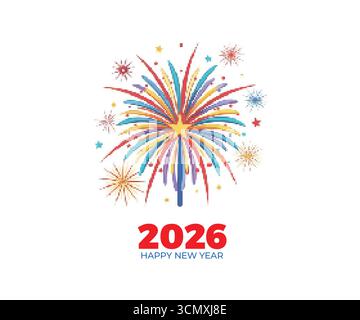 Buntes Feuerwerk mit Pixelmosaik platzt Stock Vektor