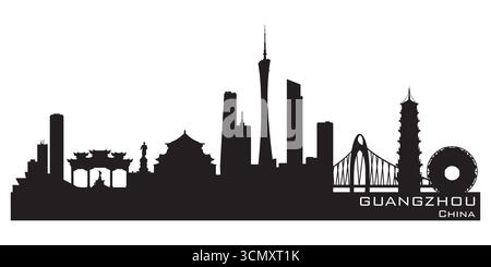 Guangzhou China City Skyline detaillierte Vektor Silhouette Stock Vektor