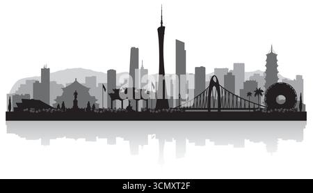 Guangzhou China City Skyline Vektor Silhouette Illustration Stock Vektor