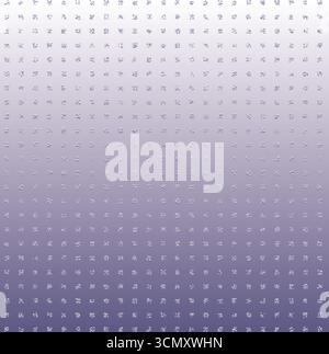 Lila verlaufender Hintergrund mit sich wiederholenden abstrakten silbernen Formen, die ein strukturiertes Muster erzeugen Stockfoto