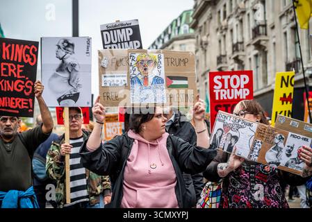 protestmarsch gegen den zweiten Staatsbesuch von Präsident Donald Trump, organisiert von Stop Trump Coalition, London, England, UK, 17/09/2025 Stockfoto