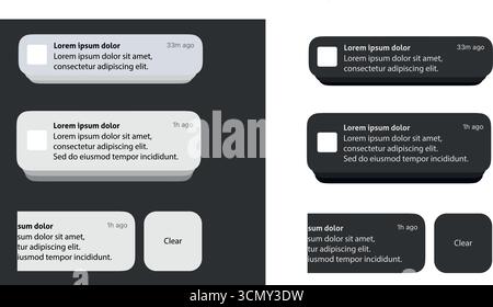 Benachrichtigungsfeed-Symbole Setzen Sie Flache Vektorsymbole Ein Stock Vektor