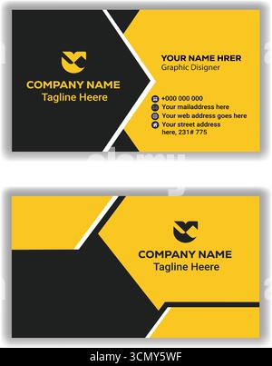 Moderne Corporate Identity Visitenkarte Gelb Design Professionelle Vektor-Vorlage Stock Vektor