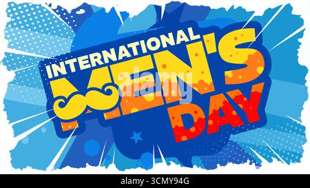 Internationaler Männertag, Festbanner mit Schnurrbart Stock Vektor