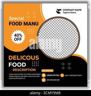 Gesunde Mahlzeit Angebot Social Media Banner Vorlage Fresh Food Web Anzeige Vektor Illustration Design Stock Vektor