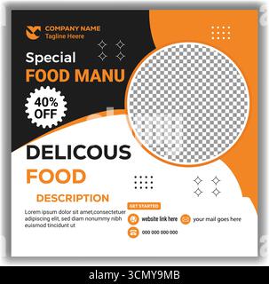 Gourmet Food Promotion Online Banner Editierbar Social Media Post Vektor Illustration Design Stock Vektor