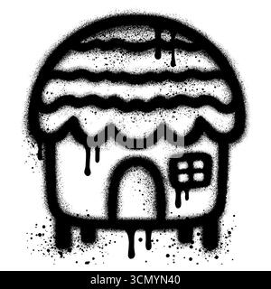 Traditionelles Gebäude im Graffiti-Stil. Vektorabbildung Stock Vektor