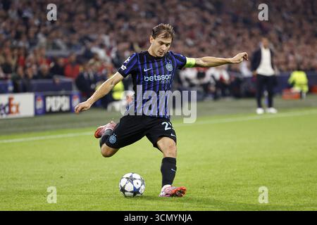 AMSTERDAM: Nicolo Barella vom FC Internazionale Milano während des UEFA Champions League-Spiels zwischen AFC Ajax und FC Internazionale Milano am 17. September 2025 in der Johan Cruijff Arena in Amsterdam. ANP | Hollandse Hoogte | Maurice van Steen Stockfoto