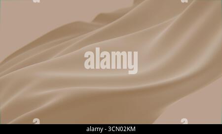 Abstrakte Zärtlichkeit Beige-brauner Hintergrund luxuriöses wellenförmiges Tuch satiniertes pastellfarbenes Material. Gold Aqua Flüssig Wellen Spritzer, wellige Flüssigkeit Textur Stockfoto