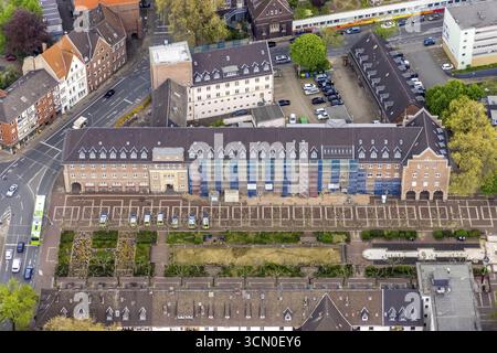 Luftbild, Friedensplatz Oberhausen, Polizeistation Alt-Oberhausen, Hausfassadenrenovierung, Stadtzentrum, Oberhausen, Ruhrgebiet, Nordrhein-Westph Stockfoto
