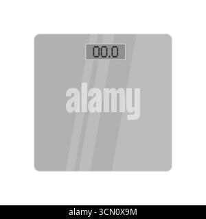 Moderne digitale Waage aus Glas zeigt null Kilogramm an Stock Vektor