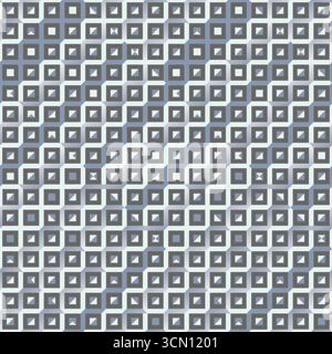 Nahtloses geometrisches Muster mit isometrischen Würfelfliesen in Grautönen. Stock Vektor
