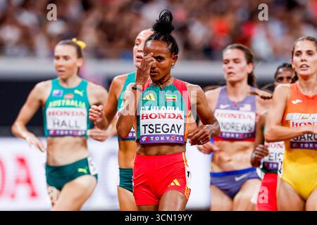 Gudaf Tsegay aus Äthiopien nahm 5000 am 18. September 2025 in Tokio an der Leichtathletik-Weltmeisterschaft Tokio 2025 des 6. Tages im Japan National Stadium teil. (Foto: Marcel ter Bals/MTB-Photo/Alamy Live News) Stockfoto