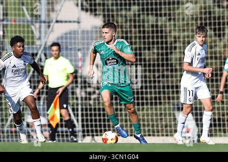 Madrid, Spanien. September 2025. Alvaro Pena (Racing Ferrol) Fußball/Fußball : Spanische Primera RFEF Gruppe 1 Spiel zwischen Real Madrid Castilla - Racing Club de Ferrol auf dem Campo 7 de Ciudad Real Madrid in Madrid, Spanien. Quelle: Mutsu Kawamori/AFLO/Alamy Live News Stockfoto