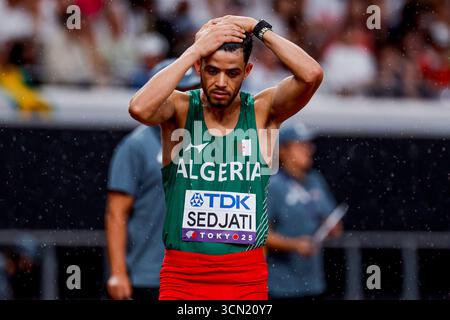 Djamel Sedjati aus Algerien trat am 18. September 2025 im Japan National Stadium im 800-Meter-Halbfinale der Männer während der Leichtathletik-Weltmeisterschaft Tokio 2025 des 6. Tages im Japan National Stadium an. (Foto: Marcel ter Bals/MTB-Photo/Alamy Live News) Stockfoto