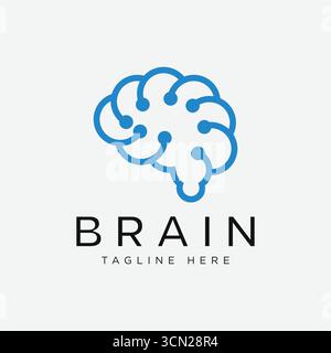 Design-Konzept der Brain-Technologie, Vorlage für Techno-Brain-Logo Stock Vektor
