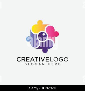 Design-Vektorkonzept des Community Eye-Logos Stock Vektor