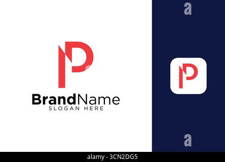 Modernes und minimalistisches NP-Logo mit dem Buchstaben NP in Rot und weiß Stock Vektor