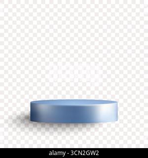 Minimalistischer hellblauer Sockel zur Präsentation von Produkten oder Objekten. Stockfoto