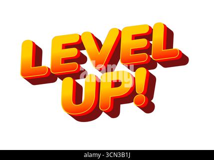 Auffälliger und farbenfroher Text mit der Aufschrift „Level Up“! Mit Schatteneffekt Stock Vektor