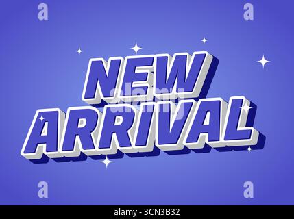 Ein lebhaftes Grafikdesign mit der NEUANKÖMMLINGE in auffälligem 3D-Stil auf violettem Hintergrund mit funkelnden Sternen. Stock Vektor