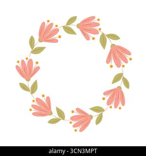 Blumenrahmen in Aquarellfarben. Schöner Kranz. Elegante Blumenkollektion mit individuellen handbemalten Sommerblumen. Design für Einladungen, Hochzeit Stock Vektor