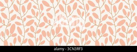 Blush Pink Oval Blätter nahtloses botanisches Muster auf Creme Hintergrund Stock Vektor