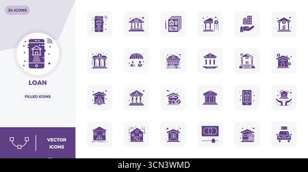 Revolutionärer Satz perfekter Vektorsymbole mit 24 PIXELN, inspiriert von Leihgabe, im Glyph-gefüllten Format mit 128x128 Auflösung für modernstes Design. Stock Vektor