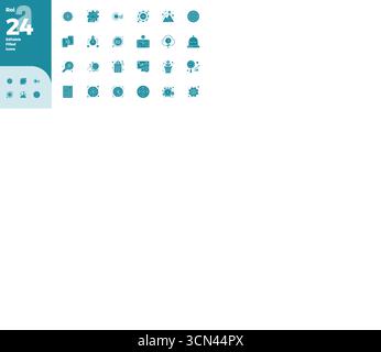 Dieses ROI-Vektor-Icon-Paket enthält 24 Glyph-Designs im perfekten Format 128x128 PIXEL, perfekt für die Verbesserung digitaler Schnittstellen. Stock Vektor