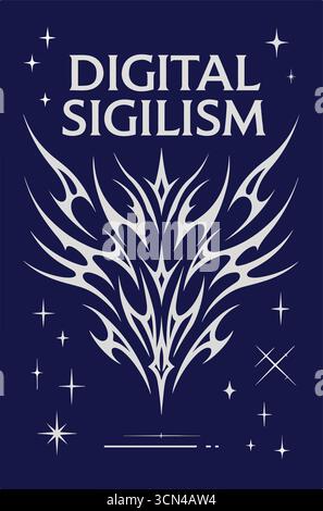 Modernes neo Tribal Tattoo Design mit auffälligen, schwarzen symmetrischen Formen und scharfen abstrakten Kurven Stock Vektor