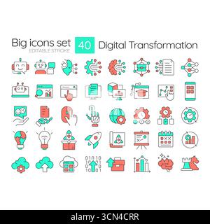 Farbsymbole für die digitale Transformation Stock Vektor