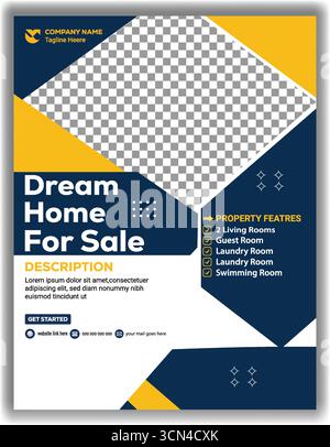 Saubere Moderne Immobilien Verkauf Flyer Layout Immobilien Business Promotion Poster Vorlage Vektor Illustration Design Stock Vektor