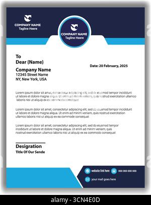 Kreative Corporate Blue Briefkopf Vorlage Professionelle Firma Dokument Design Vektor Illustration Stock Vektor
