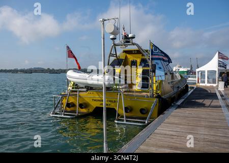 Sunshine begrüßt die offizielle Eröffnung der 56. Southampton International Boat Show. Stockfoto