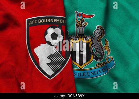 Pringsewu, Lampung; 19. September 2025; Bournemouth Football Club Logo Textur Wellgewebe Newcastle Match Premier League Match Stockfoto