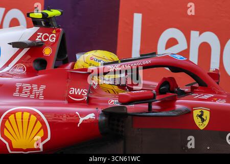 Aserbaidschan GP F1 2025 am 19. September 2025 in Baku, Aserbaidschan - Formel 1 Lewis Hamilton auf Scuderia Ferrari während des freien Trainings - Credit: Simone Frigerio/Alamy Live News Stockfoto