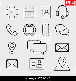 Kontaktieren Sie uns Symbolvektor. Symbolgruppe Kommunikation Stock Vektor